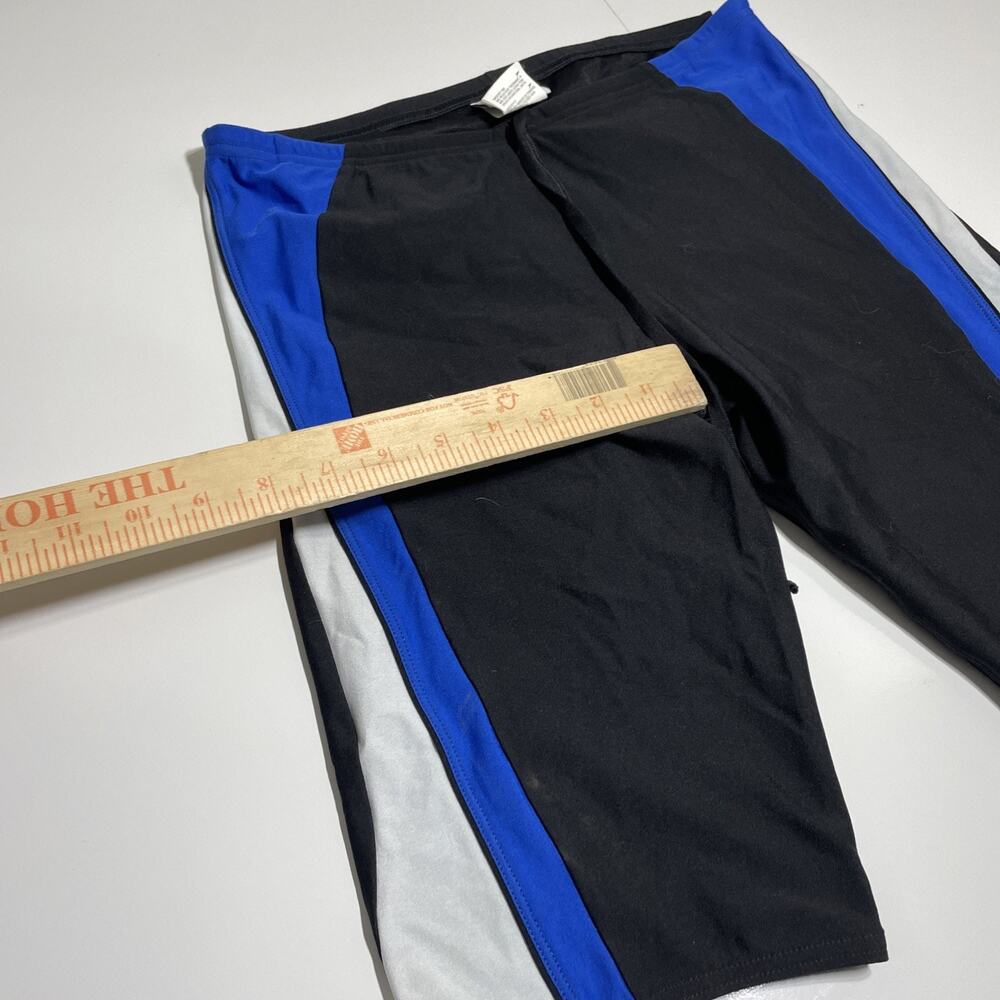 Mens Black wBlue White SPEEDO Competitive Swim Shorts 32 - Picture 5 of 11